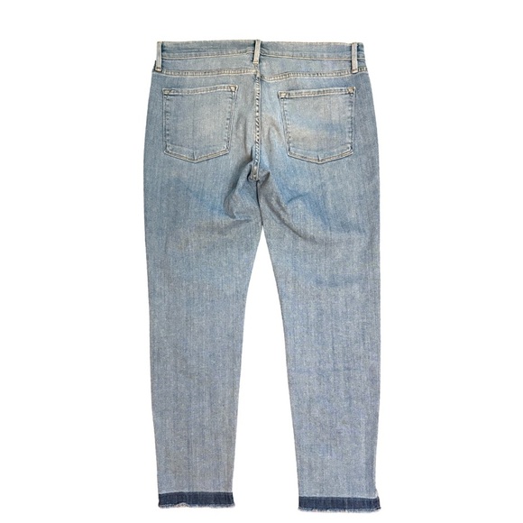 FRAME Le Garcon Mid Rise Relaxed Straight Leg Released Raw Hem Blue Jean Size 31 - Picture 2 of 13